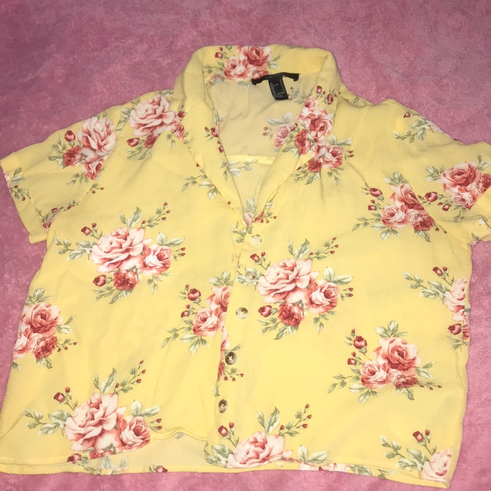 button up flower crop top